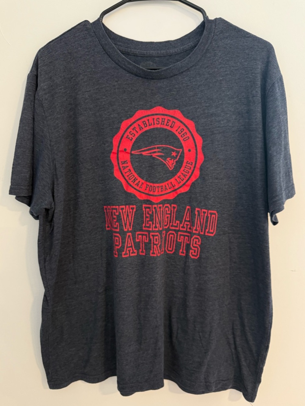 New England Patriots Graphic T-Shirt XL Heathered Blue NFL Football Tee